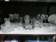 A good cut glass decanter, 2 cut glass fruit bowls,