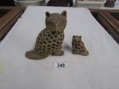 2 carved stone owl figures, smaller owl a/f.