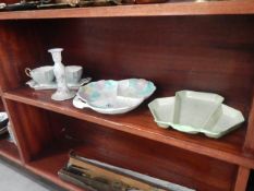 A mixed lot of pottery including Carlton ware, art deco leaf dish, Avon pottery etc.
