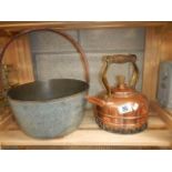 A Victorian jam pan and a copper kettle.