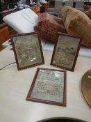 3 framed and glazed prints of samplers.