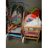 A quantity of children's toys in pram.