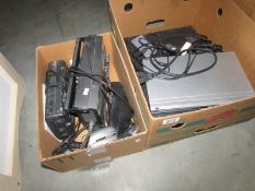 2 boxes of DVD players and old radios.