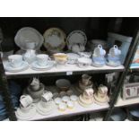 2 shelves of assorted dinner ware including Royal Doulton.