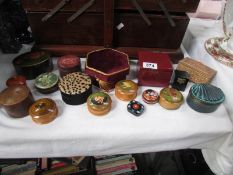 A mixed lot of pill and trinket boxes.