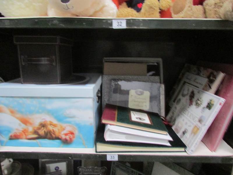 2 shelves of photograph albums, wedding planner book, photograph frames, storage box etc. - Image 2 of 3