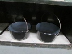 2 enamel jam pans.