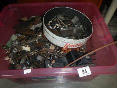 A box of scrap metal (iron, steel, brass, aluminium) total weight approximately 30 kg.