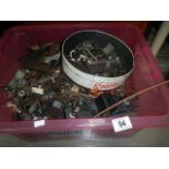 A box of scrap metal (iron, steel, brass, aluminium) total weight approximately 30 kg.