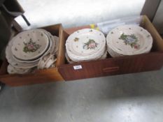 A mixed lot of floral decorated pottery including Queen's R.H.S.