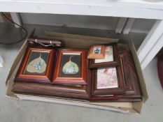 A box of assorted pictures including animal and botanical.