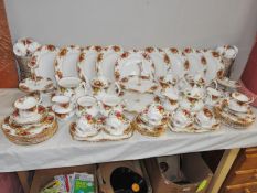 Approximately 130 items of Royal Albert old country roses tea/dinner ware A/F.