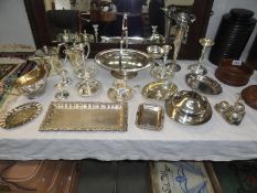 A large quantity of silver plate including epergnes.