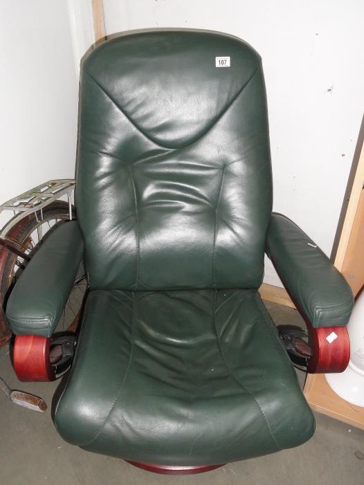 A reclining leather chair.