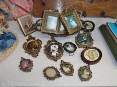 A quantity of miniature famed and glazed pictures etc.