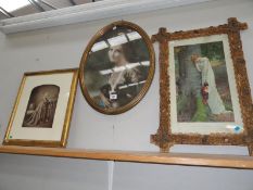 3 framed and glazed pictures/prints including Lady Hamilton and unusual framed print of absence