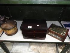 A jewellery box and 2 other trinket boxes