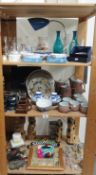 3 shelves of miscellaneous items including wade figures, Aynsley etc.