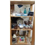 3 shelves of miscellaneous items including wade figures, Aynsley etc.