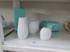 3 Kaiser ware vases (2 boxed).