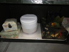 6 assorted storage boxes