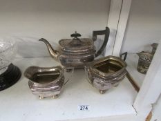 A 3 piece silver plated tea set,
