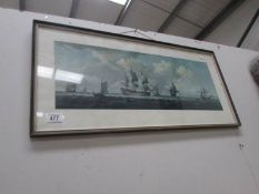 A framed and glazed nautical scene.