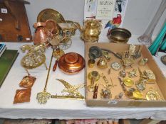 A collection of brassware, copper and metal ware.