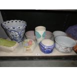 9 ceramic items consisting of vases,