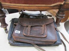 A quantity of vintage leather satchells.