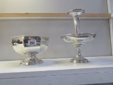 A silver plated bowl and table centrepiece.