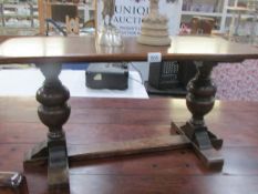 An oak coffee table.