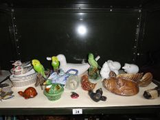 A quantity of animal ornaments including china and glass