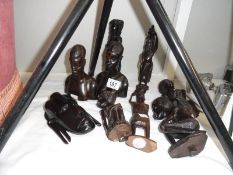 A quantity of African wooden heads etc.