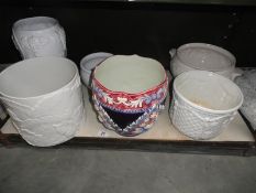 6 assorted ceramic jardineres and planters