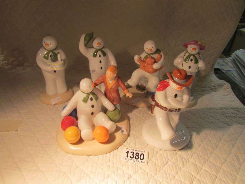 6 Coalport 'The Snowman' series figures.
