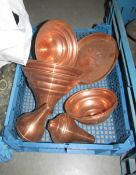 A box of copper bases etc.