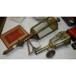 2 old brass coach lamps.