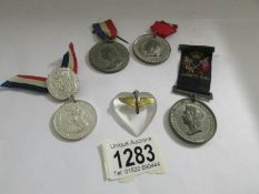 3 Victorian jubilee medals, A George V edal and a WW1 Air Corps pendant.
