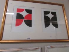An artist proof linocut print entitled 'Red and Black' plus a printers proof,