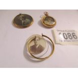 2 gold photo fobs and a rolled gold photo fob.