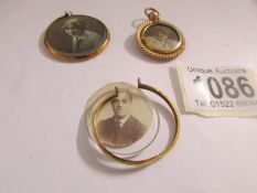 2 gold photo fobs and a rolled gold photo fob.