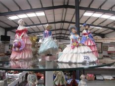 4 Royal Doulton figure, Veronica, Day Dreams, Pantalettes and Victorian lady.