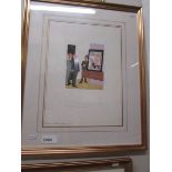 A signed cartoon illustration in pen & ink with watercolours on Milburn board by Francis
