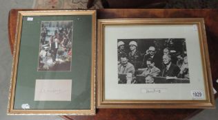 2 framed autographs with picture sets including Lord Shawcross (chief prosecutor at Nuremberg