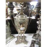 A silver plate samovar urn, missing burner.