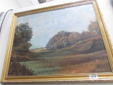 An oil on board rural scene, initialled HGB '73.