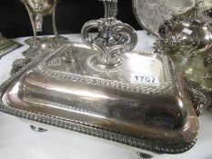 A silver plate tureen and cover.
