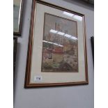 A framed and glazed study of Canterbury Cathedral.