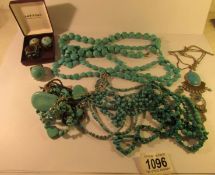 A mixed lot of turquoise jewellery etc.